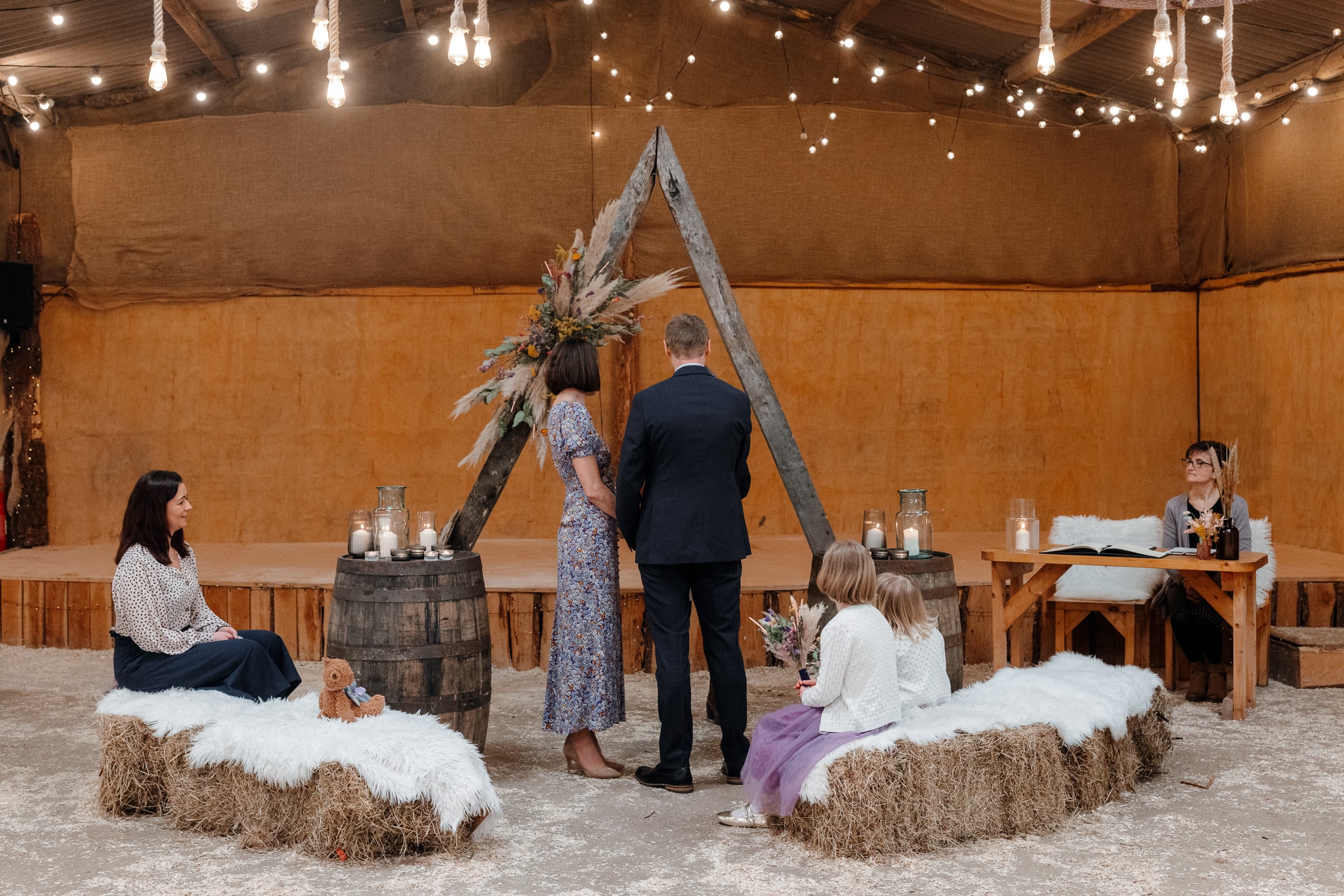 Intimate wedding at The Shed at Mwnt Wedding Venue in Cardigan, Wales. 