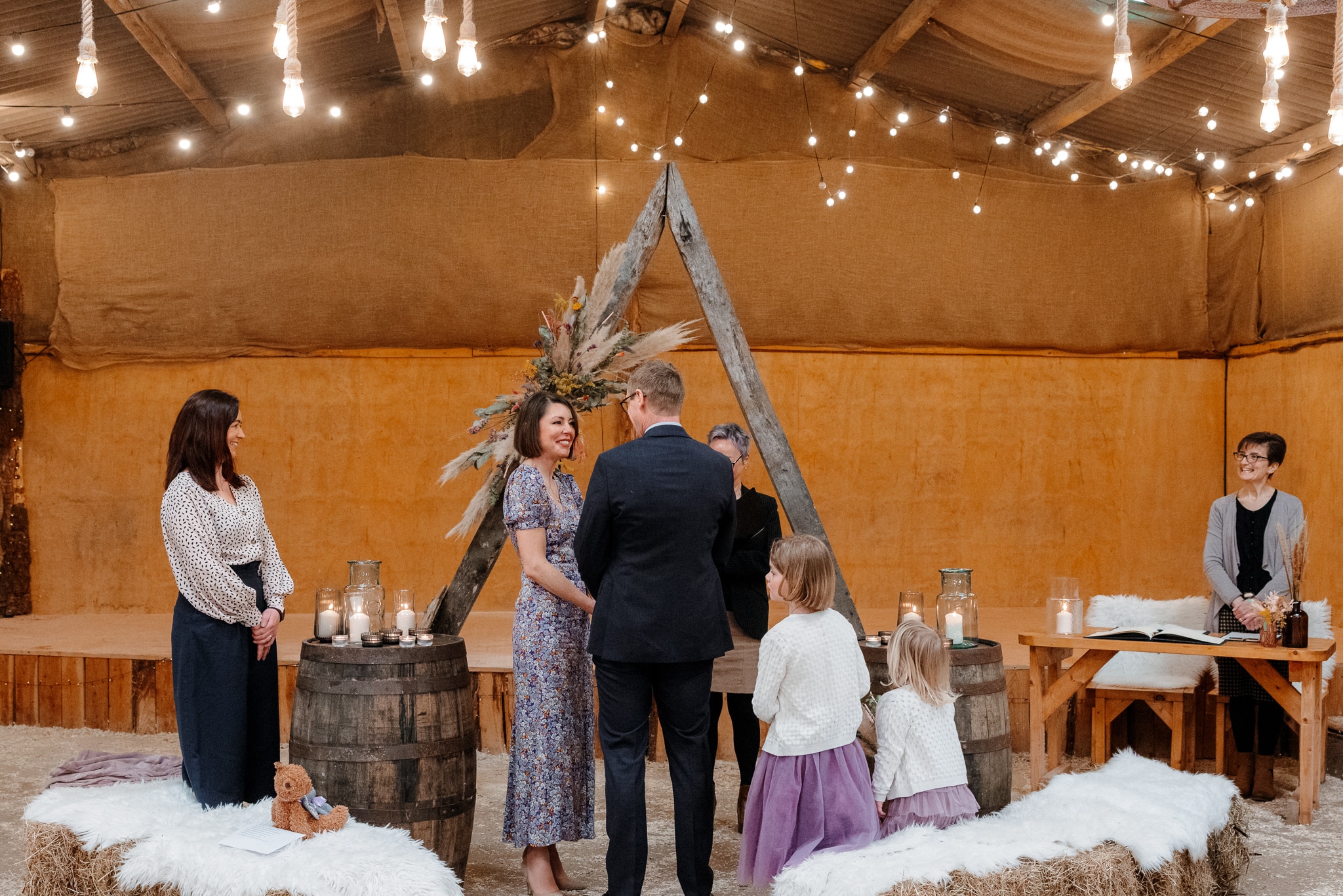 Intimate barn wedding at The Shed at Mwnt Wedding Venue in Cardigan, Wales. 