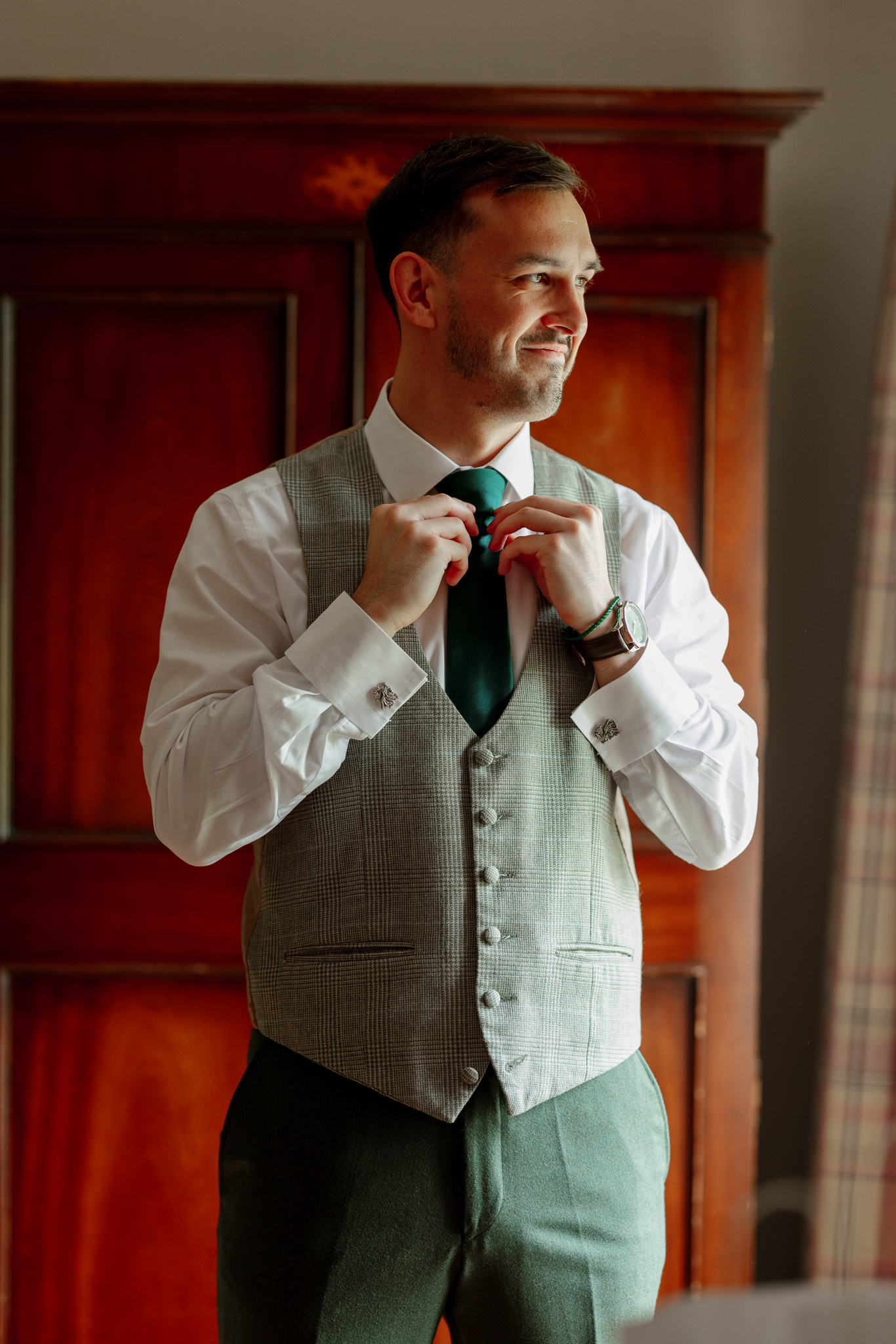 Peterstone Court Wedding - Groom prep