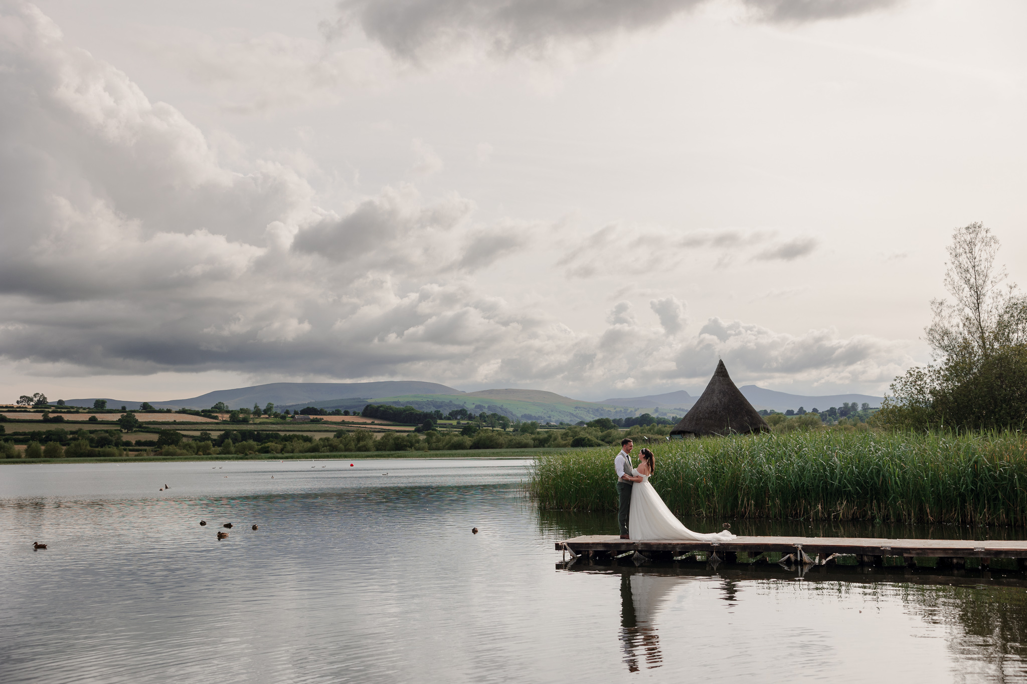 Peterstone Court Wedding Photography - Couple Portraits at Llangorse Lake