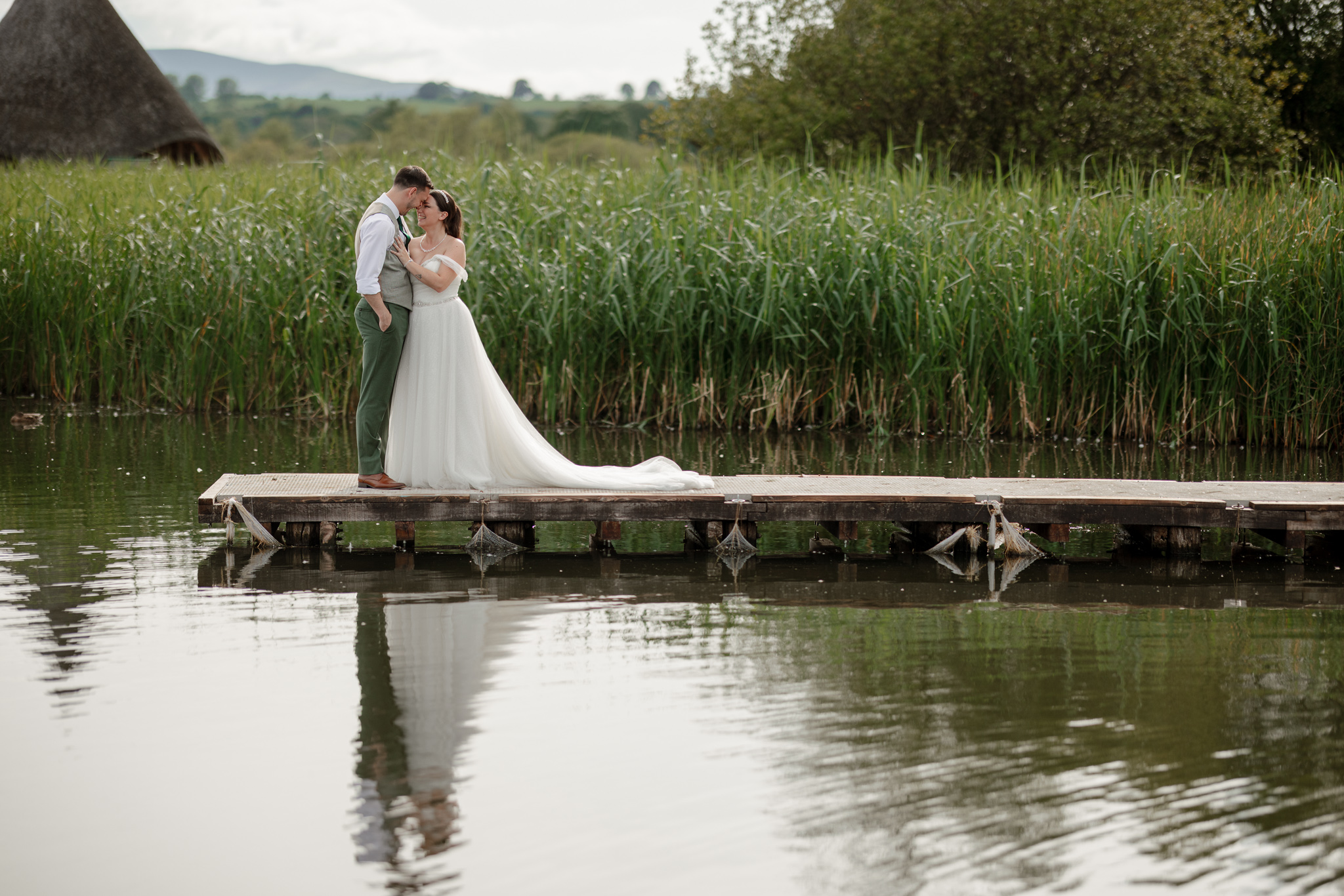 Peterstone Court Wedding Photography - Couple Portraits at Llangorse Lake