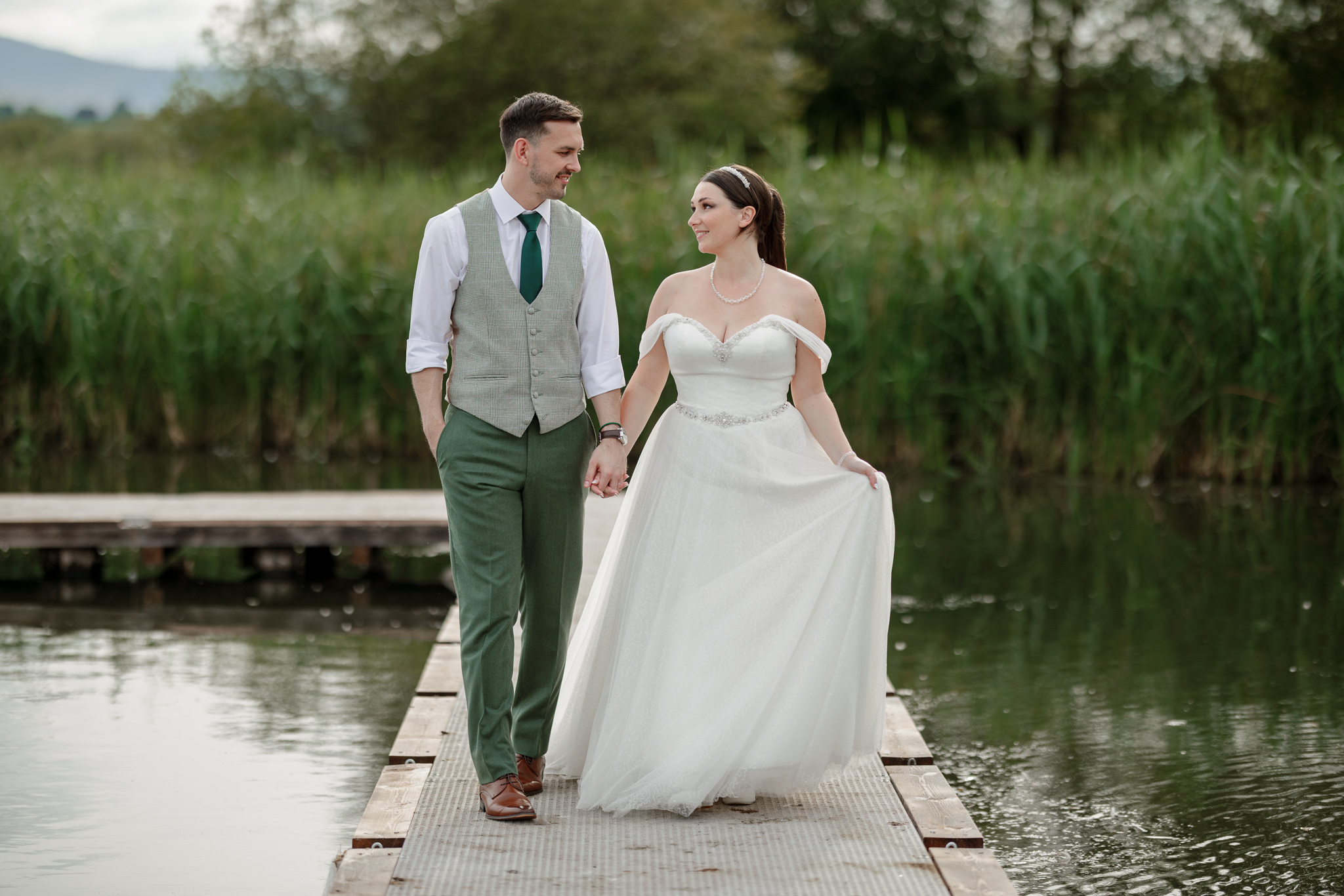 Peterstone Court Wedding Photography - Couple Portraits at Llangorse Lake